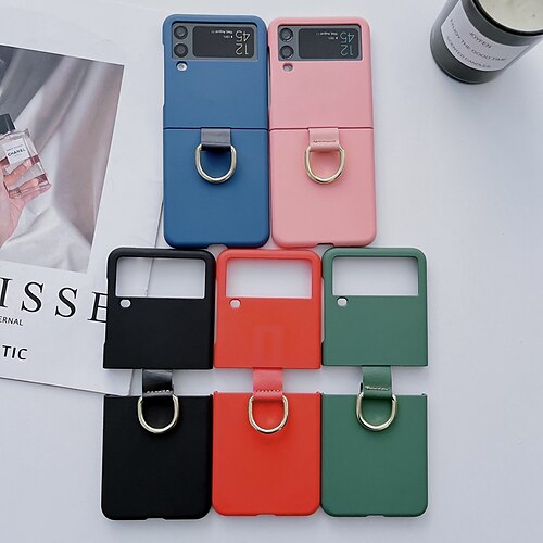 

Phone Case For Samsung Galaxy Flip Z Flip 4 Z Flip 3 Flip Solid Colored PC