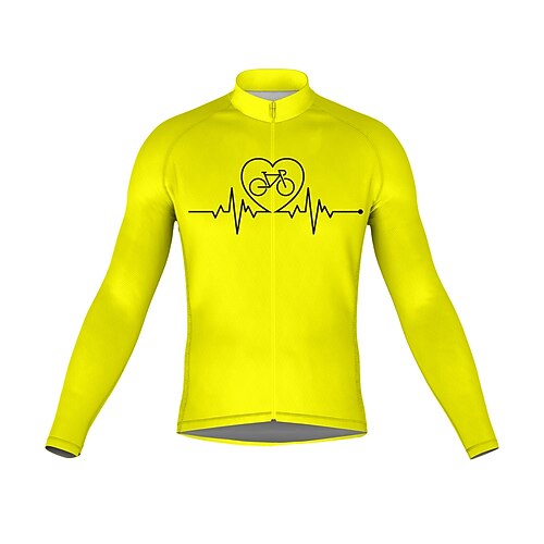 

21Grams Men's Cycling Jersey Long Sleeve Bike Top with 3 Rear Pockets Mountain Bike MTB Road Bike Cycling Breathable Quick Dry Moisture Wicking Reflective Strips White Black Green Heart Polyester