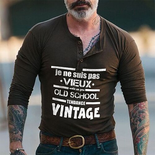 

Men's T shirt Tee Hot Stamping Graphic Patterned Letter Crew Neck Street Daily Button-Down Print Long Sleeve Tops Designer Casual Fashion Comfortable Coffee