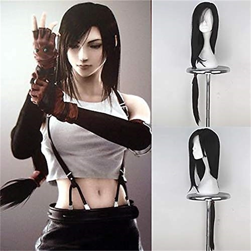 

Anime Cosplay Wigs Final Fantasy VII Tifa Lockhart Wig Synthetic None Lace Long Black Straight with Side Bangs Wig Halloween Chritsmas Party Use