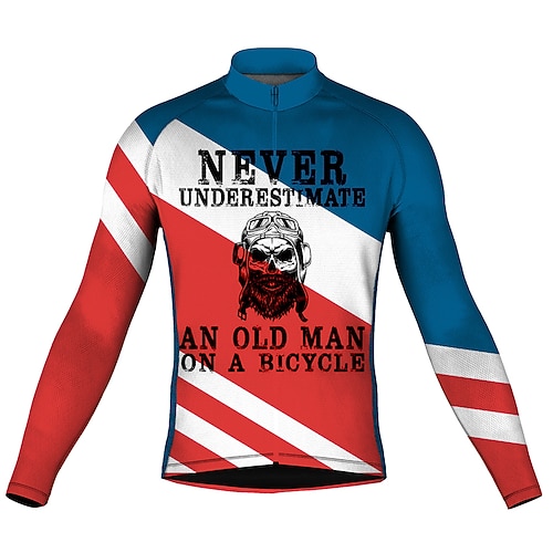 

21Grams Men's Cycling Jersey Long Sleeve Bike Top with 3 Rear Pockets Mountain Bike MTB Road Bike Cycling Breathable Quick Dry Moisture Wicking Reflective Strips Red Skull Polyester Spandex Sports