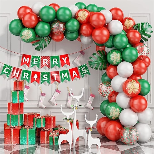 

1 set Christmas Word / Phrase Santa Claus Glittery Balloon for Gift Decoration Party 12 inch Paper Emulsion