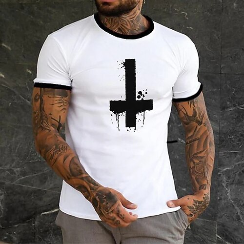 

Men's Unisex T shirt Tee Hot Stamping Graphic Prints Cross Crew Neck Street Daily Print Short Sleeve Tops Designer Casual Big and Tall Sports White / Summer