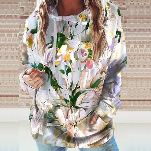 

Women's Hoodie Sweatshirt Retro White Graphic Sports Long Sleeve 3XL