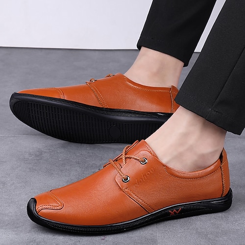 

Men's Oxfords Casual Classic Daily Office Career PU Dark Brown Black Brown Spring Summer