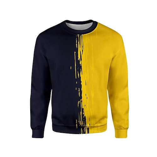

Men's Unisex Sweatshirt Pullover Yellow Crew Neck Color Block Graphic Prints Patchwork Daily Sports Holiday 3D Print Streetwear Casual Big and Tall Spring & Fall Clothing Apparel Hoodies Sweatshirts