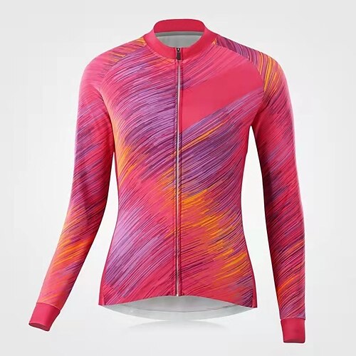 

Women's Cycling Jersey Long Sleeve Bike Top with 3 Rear Pockets Mountain Bike MTB Road Bike Cycling Reflective Strips Back Pocket Reflective Trim / Fluorescence Wicking Rosy Pink Sports Clothing