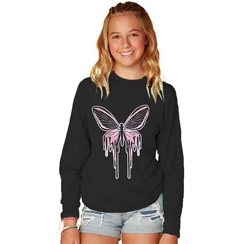 

Kids Girls' Halloween T shirt Animal Outdoor 3D Print Long Sleeve Active 3-12 Years Winter Black