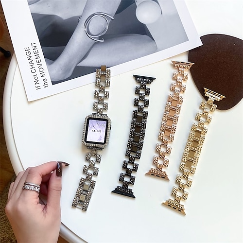 

1PC Smart Watch Band Compatible with Apple iWatch Series 8 7 6 5 4 3 2 1 SE Metal Band for iWatch Smartwatch Strap Wristband Alloy Waterproof Luxury Adjustable