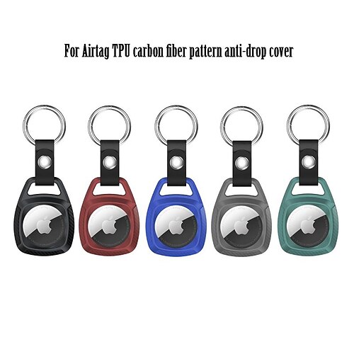 

Phone Case For Apple AirTag AirTag Case AirTag With Keychain Full Body Protective Dustproof Solid Colored Carbon Fiber
