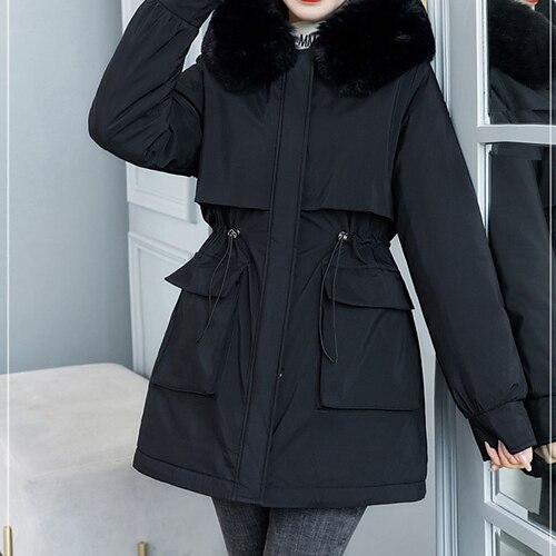 

Women's Winter Jacket Winter Coat Parka Warm Comfortable Daily Wear Vacation Going out Casual Daily Pocket Fleece Lined Zipper Hoodie Active Casual Daily Comfortable Street Style Solid Color Regular