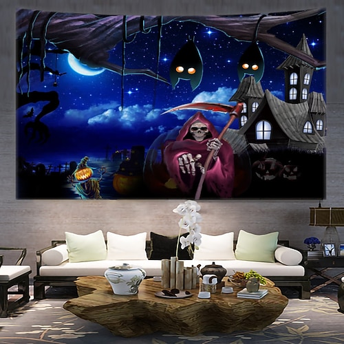 

Halloween Party Wall Tapestry Art Decor Blanket Curtain Hanging Home Bedroom Decoration Polyester Skull