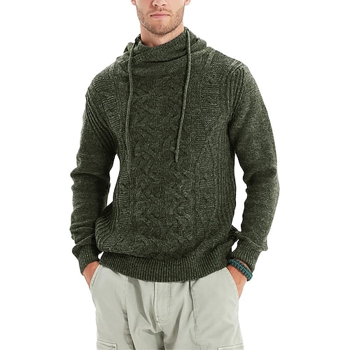 

Men's Pullover Sweater Jumper Ribbed Knit Knitted Solid Color Stand Collar Stylish Basic Daily Holiday Fall Winter White Army Green M L XL / Long Sleeve / Long Sleeve / Weekend