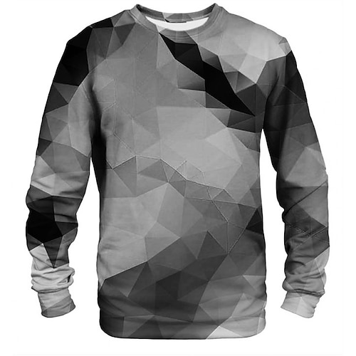 

Men's Unisex Sweatshirt Gray Crew Neck Geometric Graphic Prints Print Outdoor Street Daily 3D Print Basic Sports Casual Spring & Fall Clothing Apparel Hoodies Sweatshirts Long Sleeve