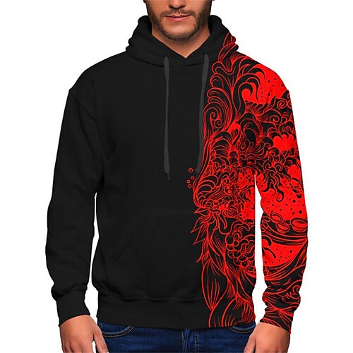 

Homme Unisexe Sweat à capuche Rouge Capuche Bloc de couleur Imprimés Photos Poche Imprimer Sport Loisir du quotidien Des sports 3D effet basique Vêtement de rue Casual Printemps Automne Vêtement