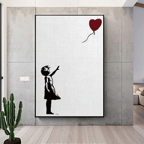 

Handgefertigtes handgemaltes Ölgemälde Wandkunst moderne abstrakte Ballon kleine Mädchen Figur Malerei Heimdekoration Dekor gerollte Leinwand kein Rahmen ungedehnt