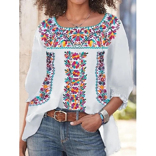 

Ethnic Cotton Print Short Sleeve Shirt