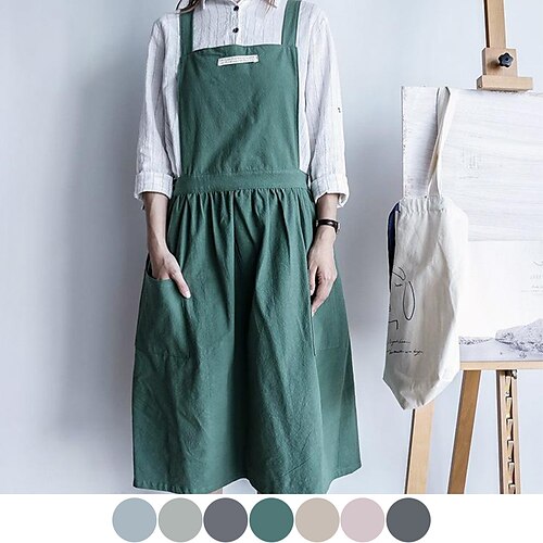 

Coffe Bar Apron for Women with Pocket Work Aprons Cross Back Heavy Duty Adjustable