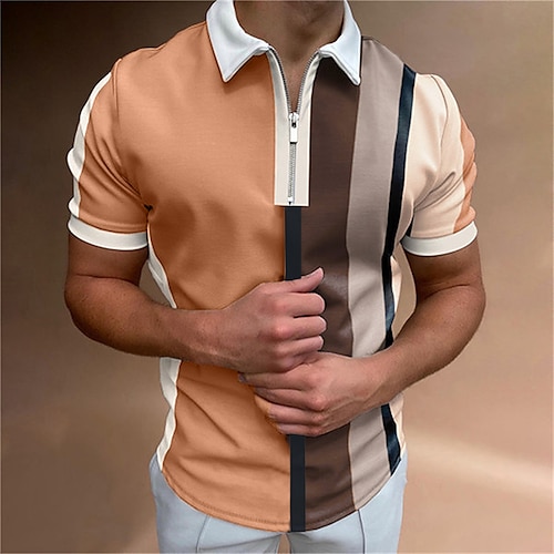 

Herren Poloshirt Golfhemd Farbblock Umlegekragen Grün Purpur Rosa Braun Outdoor Strasse Kurzarm Zip Bekleidung Modisch Casual Atmungsaktiv Komfortabel