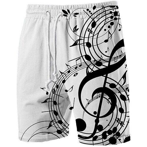 

Men's Beach Shorts Terry Shorts Drawstring Elastic Waist 3D Print Graphic Breathable Soft Short Casual Daily Holiday Basic Sports White Micro-elastic