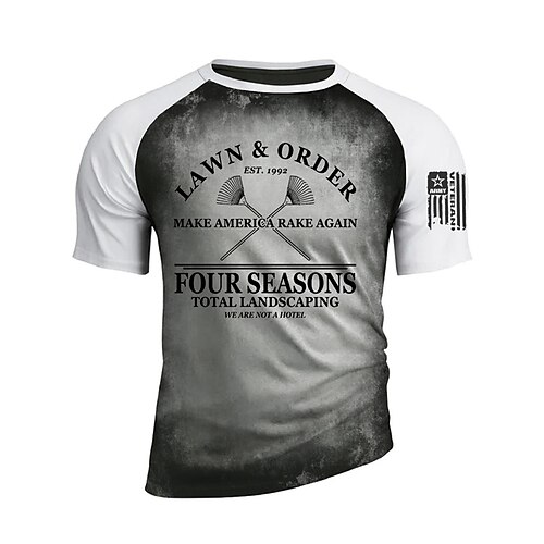 

Homens Unisexo Camiseta Bloco de cor Letra Estampas Abstratas Gola Redonda Cinzento Impressão 3D Ao ar livre Rua Manga Curta Patchwork Imprimir Roupa Esportes Designer Casual Grande e Alto / Verão