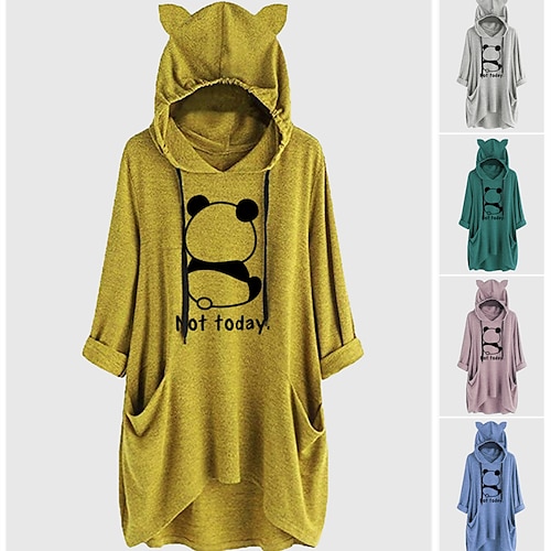 

Inspired by Animal Cat Ear Panda Hoodie Sweatshirt Oversized Hoodie Animal Graphic Hoodie For Women's Girls' Adults' Hot Stamping Spandex Homecoming Vacation