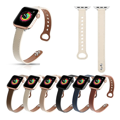 

1pc Smart Watch Band Compatible with Apple iWatch 38/40/41mm 42/44/45mm PU Leather Adjustable Elastic Breathable Leather Loop for iWatch Smartwatch Strap Wristband for Series 7 / SE / 6/5/4/3/2/1