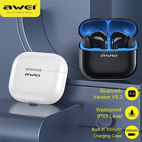 

AWEI T1 Pro Bluetooth 5.3 Earphones TWS Wireless Headphones With Mic Touch Control For iPhone Xiaomi