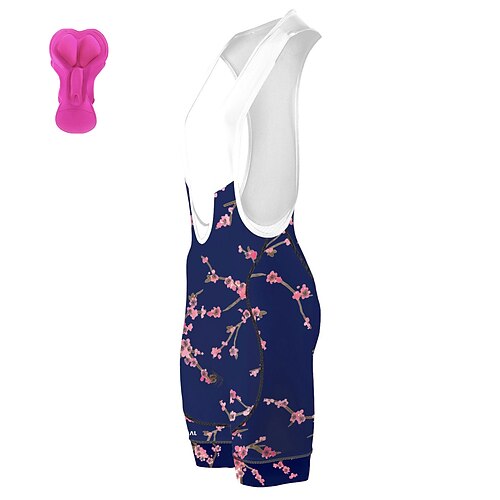 

21Grams Women's Cycling Bib Shorts Bike Bottoms Mountain Bike MTB Road Bike Cycling Sports Floral Botanical 3D Pad Cycling Breathable Quick Dry Dark Blue Polyester Spandex Clothing Apparel Bike Wear