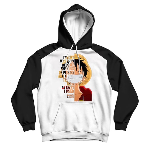 

One Piece Monkey D. Luffy Moletom Anime Desenho Anime Bolso frontal Moletom Para Homens Mulheres Unisexo Adulto Impressão 3D 100% Poliéster