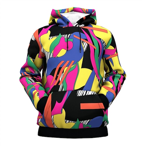 

Men's Unisex Pullover Hoodie Sweatshirt Pink Hooded Geometric Graphic Prints Print Daily Sports 3D Print Boho Streetwear Designer Spring Fall Clothing Apparel Hoodies Sweatshirts Long Sleeve