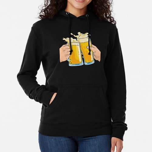

Women's Pullover Hoodie Sweatshirt Active Streetwear Front Pocket Print Black Beer Sports Hooded Long Sleeve S M L XL XXL