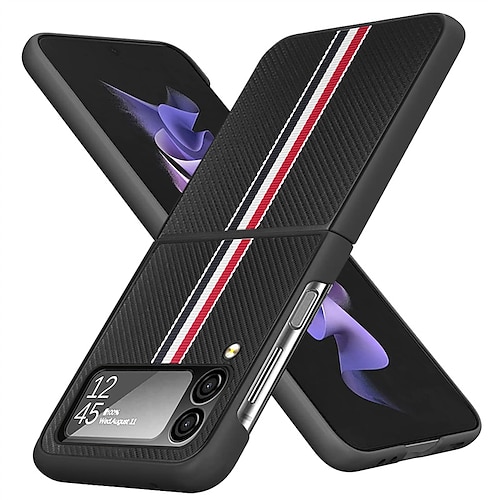 

Phone Case For Samsung Galaxy Back Cover Flip Z Flip 4 Portable Flip Shockproof Lines / Waves Geometric Pattern PC PU Leather