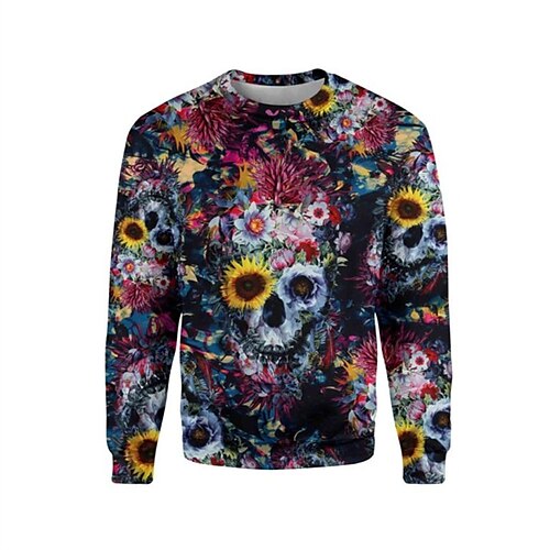 

Men's Unisex Sweatshirt Pullover Graphic Prints Skull Print Daily Sports Holiday 3D Print Casual Streetwear Hoodies Sweatshirts Fuchsia
