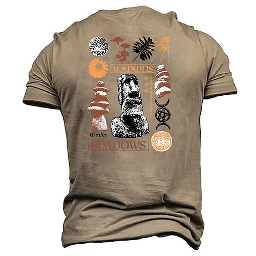 

Men's Unisex T shirt Tee Cartoon Graphic Prints Crew Neck Khaki Short Sleeve 3D Print Outdoor Street Print Tops Vintage Sports Designer Casual / Summer / Summer