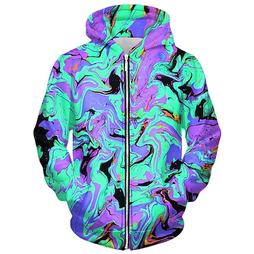 

Men's Unisex Full Zip Hoodie Jacket Green Purple Hooded Graphic Prints Zipper Print Sports & Outdoor Daily Sports 3D Print Basic Streetwear Casual Spring & Fall Clothing Apparel Hoodies Sweatshirts