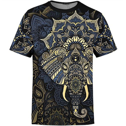 

Men's Unisex T shirt Tee 3D Print Tribal Graphic Prints Crew Neck Street Daily Print Short Sleeve Tops Casual Comfortable Big and Tall Sports Blue / Summer