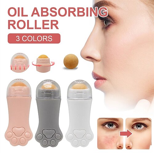 

Cat Claw Facial Oil Absorbent Roller Volcanic Stone Face Oil Control Roller T-Zone Oil Removal Ball Skin Care Makeup Skin Care