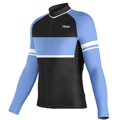 

21Grams Men's Cycling Jersey Long Sleeve Bike Top with 3 Rear Pockets Mountain Bike MTB Road Bike Cycling Breathable Quick Dry Moisture Wicking Reflective Strips Blue Color Block Polyester Spandex
