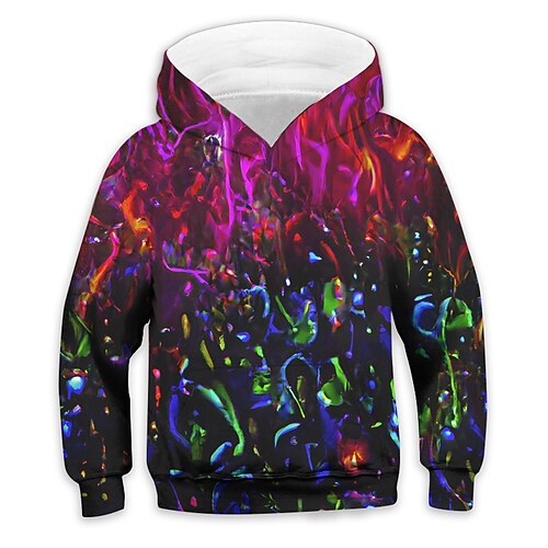 

Kids Boys Hoodie Smoke Outdoor 3D Print Long Sleeve Pocket Active 3-13 Years Winter Purple