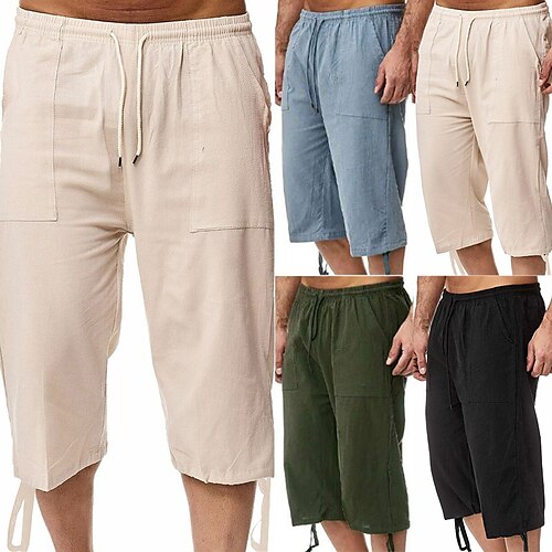 

Men's Capri shorts Basic Medium Spring & Summer Green Blue Black Khaki