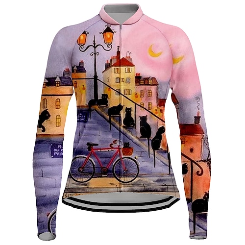 

21Grams Women's Cycling Jersey Long Sleeve Bike Top with 3 Rear Pockets Mountain Bike MTB Road Bike Cycling Quick Dry Moisture Wicking Purple Graphic Sports Clothing Apparel / Stretchy / Athleisure
