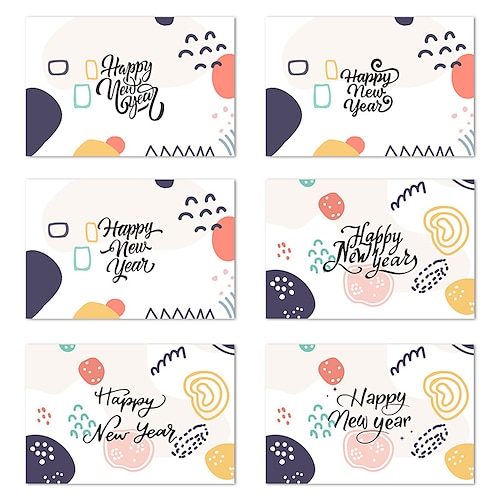 

6 PCS New Year Printing Card Congratulations Cards Greeting Cards for Gift Decoration Party with Envelope 7.875.9 inch Paper