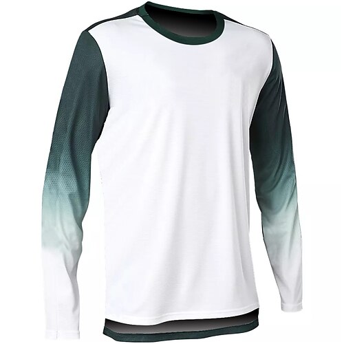 

21Grams Men's Downhill Jersey Long Sleeve White Black Gradient Bike Breathable Quick Dry Polyester Spandex Sports Gradient Clothing Apparel / Stretchy