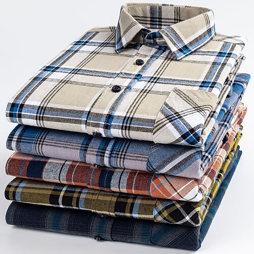 

Men's Dress Shirt Plaid Check Shirt Graphic Prints Square Neck Casual Daily Long Sleeve collared shirts Clothing Apparel Designer