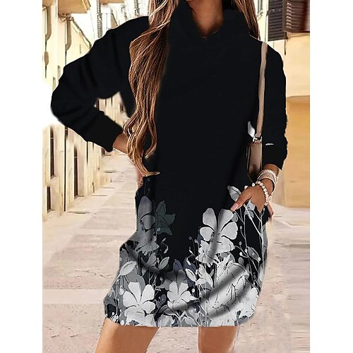 

Women's Hoodie Dress Floral Butterfly Print Casual Weekend 3D Print Active Streetwear Hoodies Sweatshirts White Black