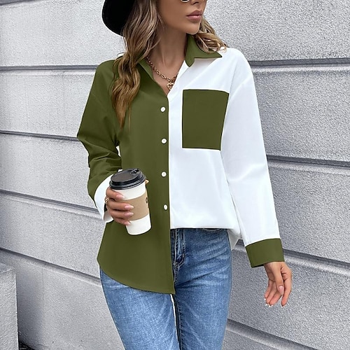 

Women's Contrast Panel Single Breasted Cardigan Blouse