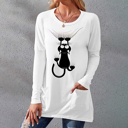 

Femme Robe casual manche longue Hiver Automne Poche Imprimer Animal Col Ras du Cou robe hiver Fin de semaine robe automne Ample Vert Noir Rose Claire Vin Gris Blanche S M L XL XXL 3XL 4XL 5XL