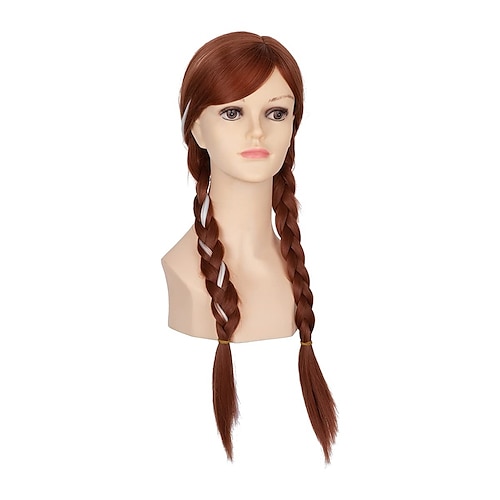 

Frozen Anna wigs Girls Brown Braided Wig Long 24 Inch Cosplay Wigs Synthetic Party for Child