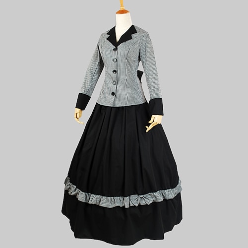 

Rococo Victorian Ball Gown Vintage Dress Party Costume Masquerade Prom Dress Women's Costume Vintage Cosplay Party Halloween Carnival Long Sleeve Dress Masquerade